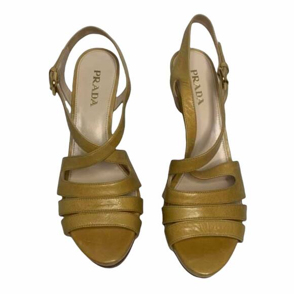 Prada Yellow Platform Strappy Stiletto Heel - Picture 2 of 7
